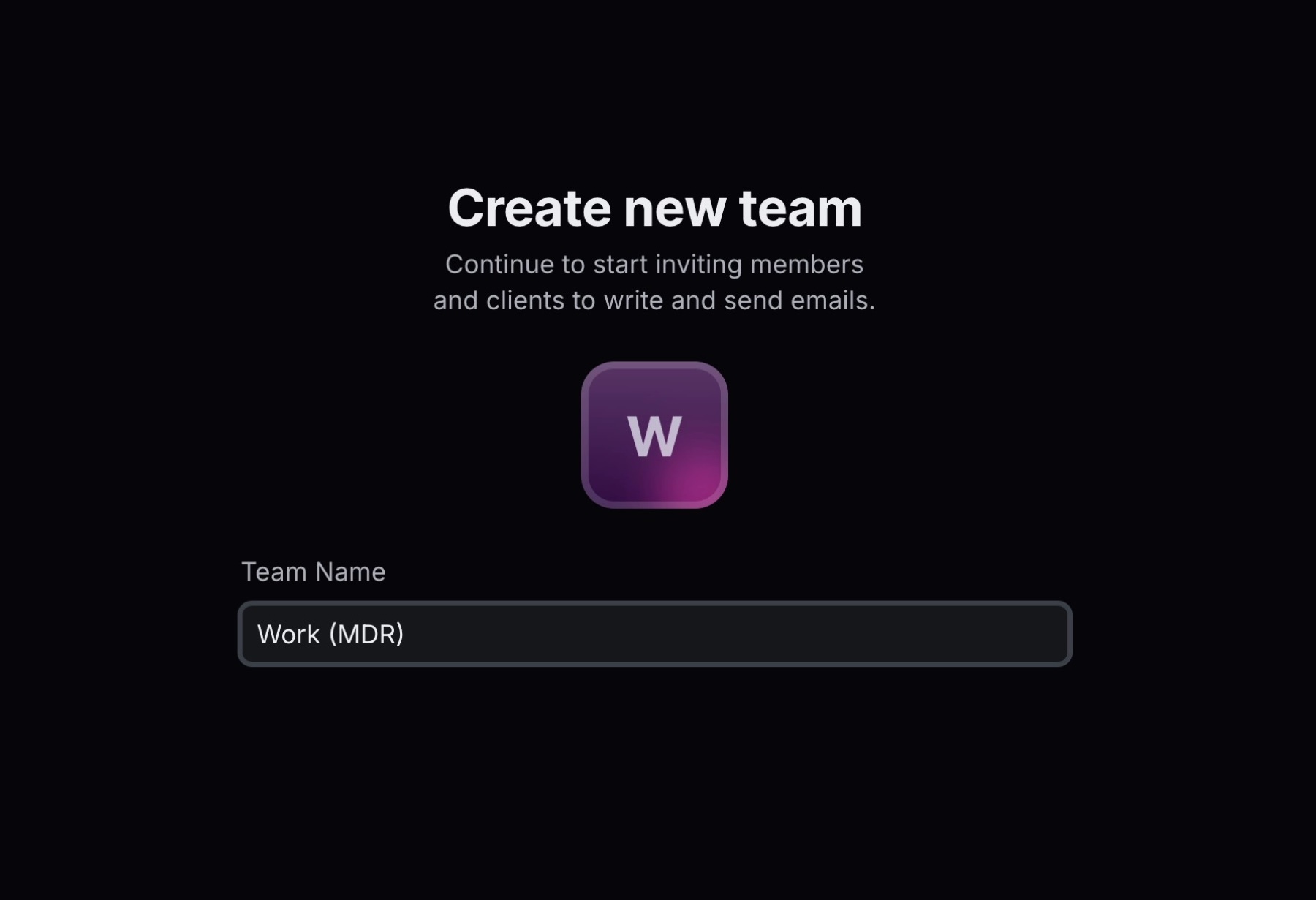 Create a new team input field